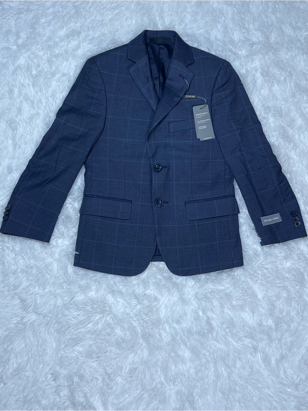 Michael Kors Kids Navy Windowpane Two-Button Blazer Size 8R NWT